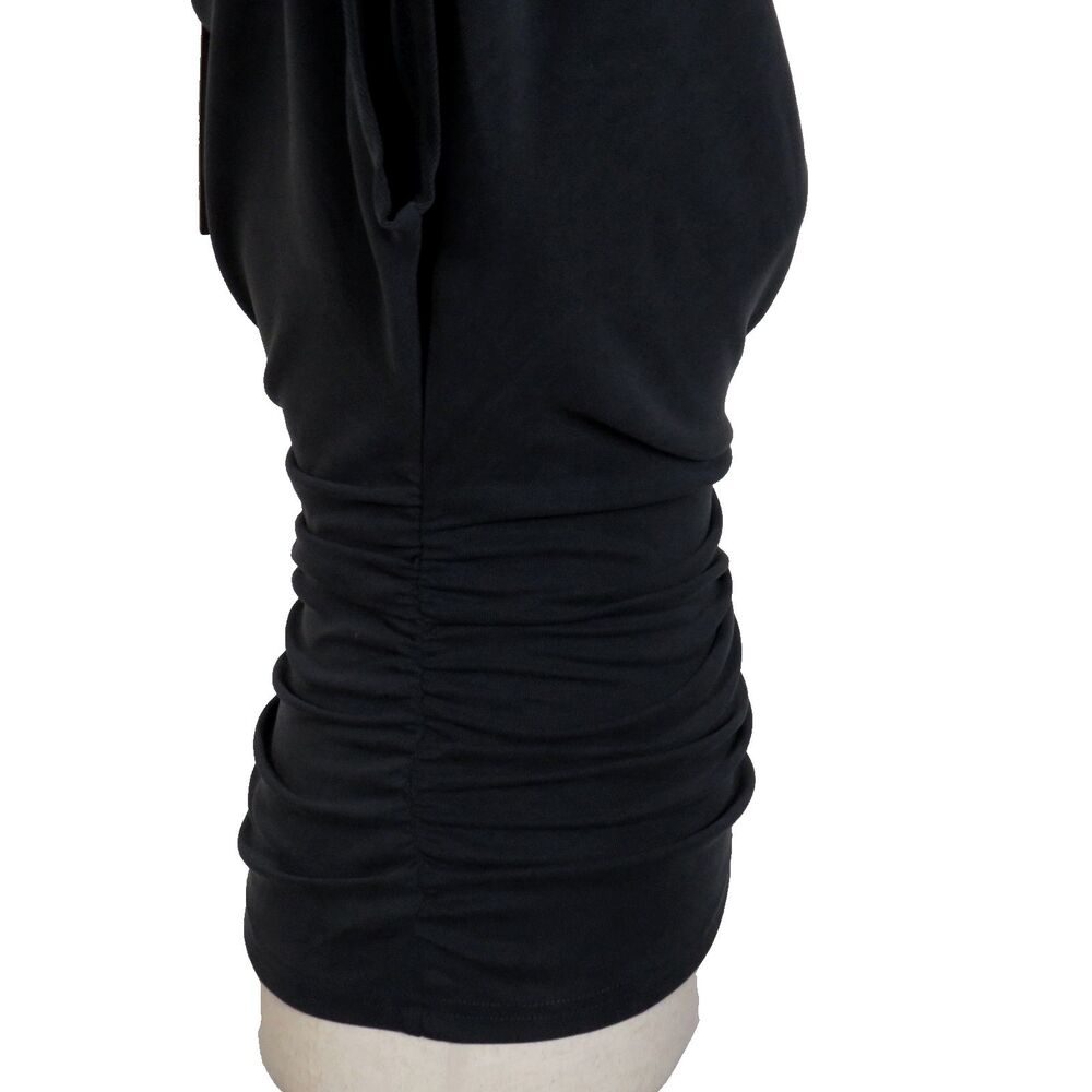 OGL Sandwashed Effortless Boatneck Batwing Sleeve Side Ruched Top Black Size XL - Picture 5 of 9